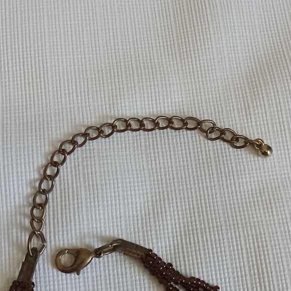 Pink & Brown Colorful Beaded Triple Strand Statement Necklace & Dangle Earrings - Picture 11 of 11